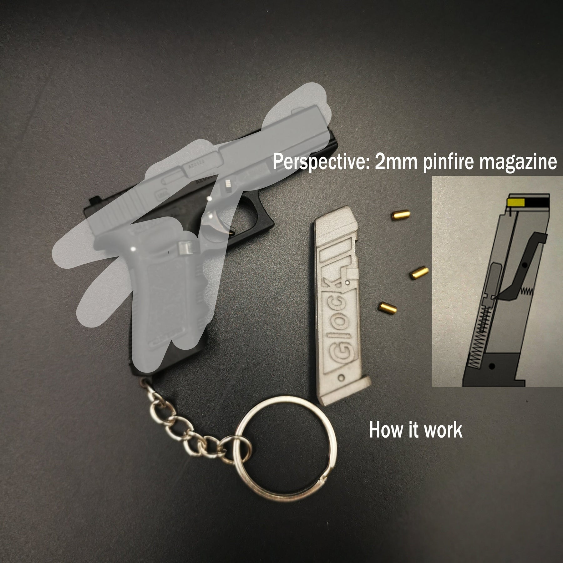 1:3 Glock 2mm pinfire magazine