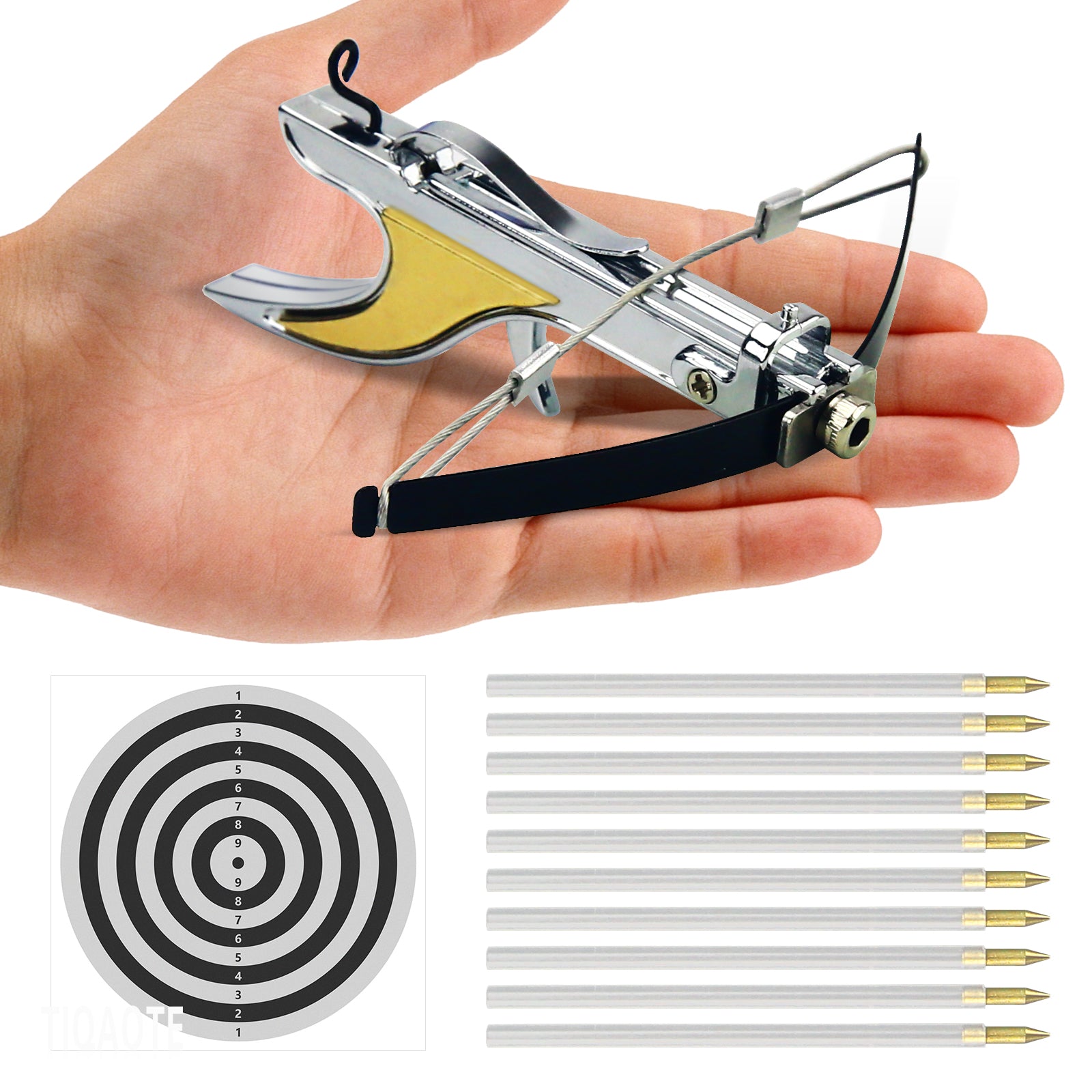 Pocket CASE Toothpicks Holder Aluminium Arrow Steel Mini Crossbow Toy  Holding