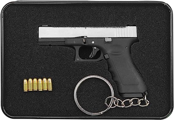 2mm pinfire gun Black 1:3 Scale Metal Mini gun Gl7 9×19 Toy Gun Keychain With Bullets and Holster 2mm pinfire gun