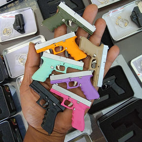 2mm pinfire gun Black 1:3 Scale Metal Mini gun Gl7 9×19 Toy Gun Keychain With Bullets and Holster 2mm pinfire gun